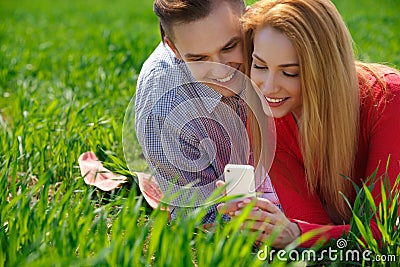 Young couple with mobile phone