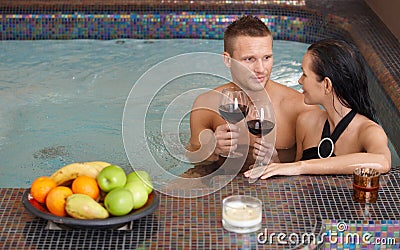 Young couple in spa