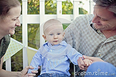 Young family at outdoor party