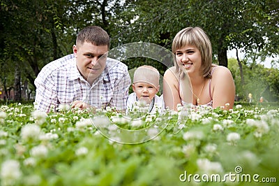 Young family in park