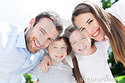 Young family smiling