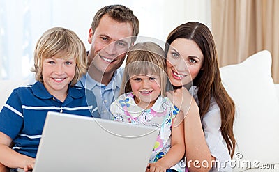 Young family surfing the internet