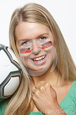 Young Female Sports Fan With German Flag