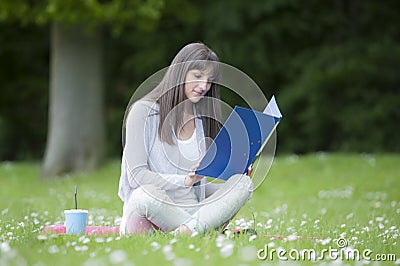 Young female student in the park