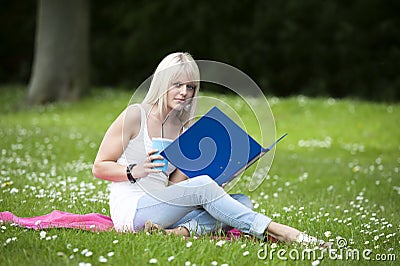 Young female student in the park