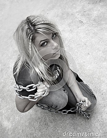 Young girl with chain