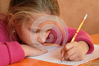 Young girl doing school work