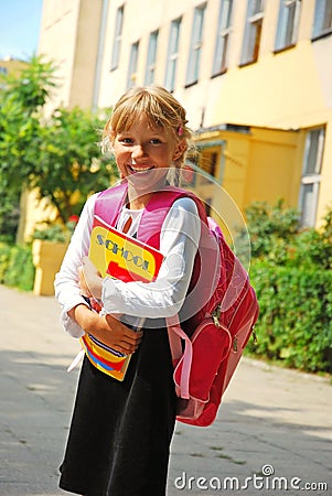 Young girl going to school