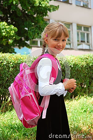 Young girl going to school