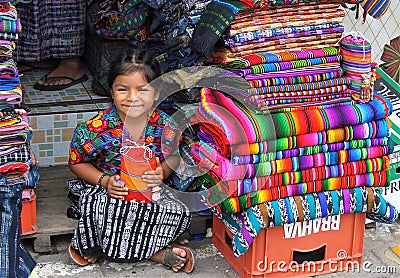 Young girl in market in Antigua, Guatemala.