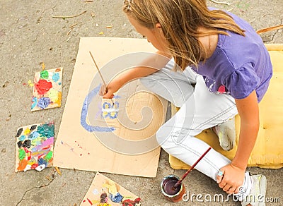 Young Girl Painting Art