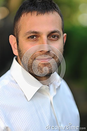 Young handsome man face - outdoors portrait