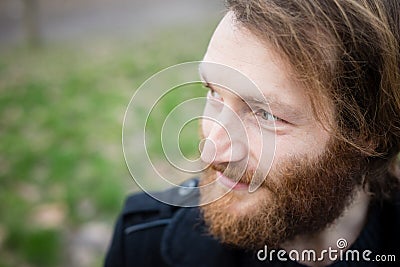 Young hipster red bearded man