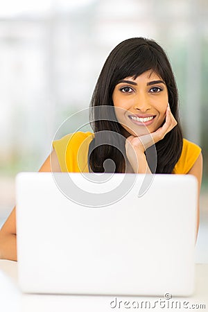 Young indian woman laptop