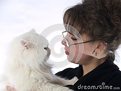 Young Lady in glasses holding cat