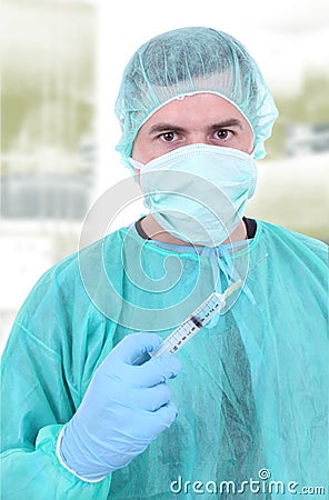 Young male doctor with mask