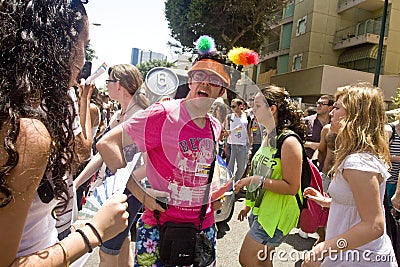 Young man arguing at Pride Parade in TA