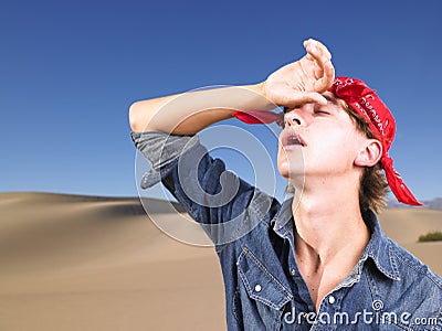 Young Man With Eyes Closed Wearing Bandana