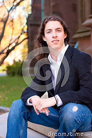 Young Man with Long Hair