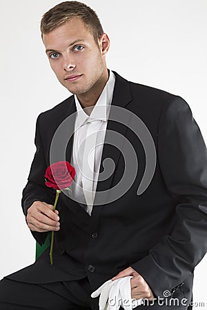 Young man with rose