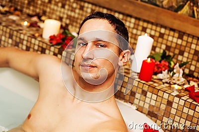 Young man in spa