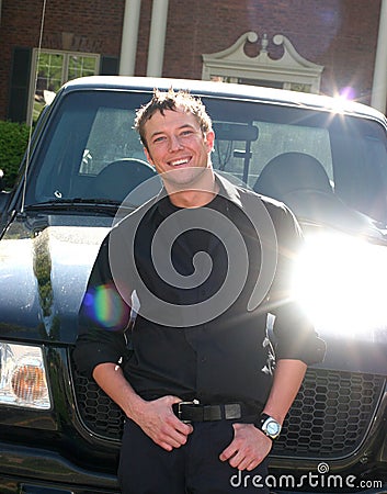 Young man with truck