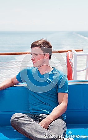 Young man on a yacht