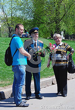 Young man and war veteran