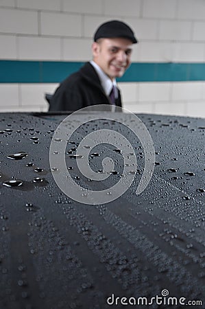 Young Man with Washed Car