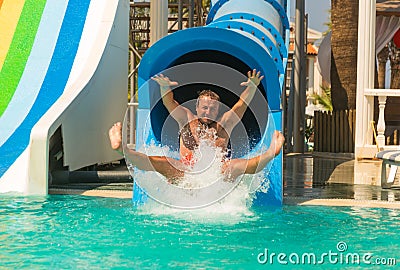 Young man at the water park