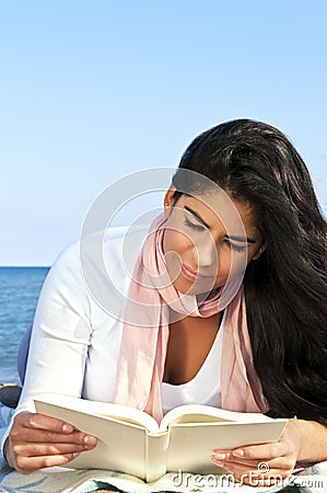 Young native american woman reading