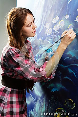 Young painter at work