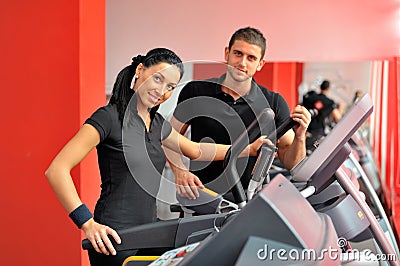 Young people exercising in the gym