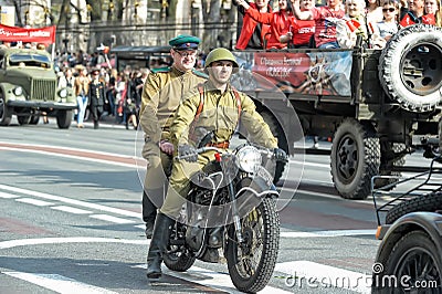 Young people in the uniform of the Second World War.