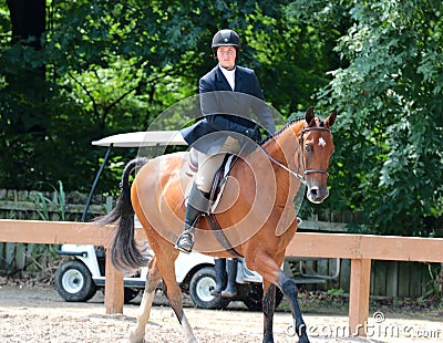 A Young Teenage Girl Rides A Horse In The Germantown Charity Horse Show