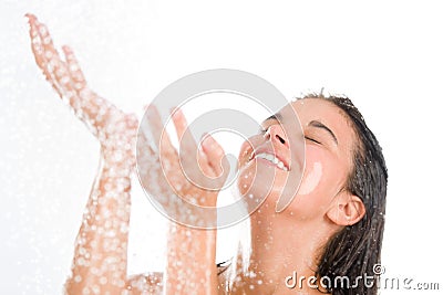 Young woman enjoy shower