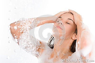 Young woman enjoy shower