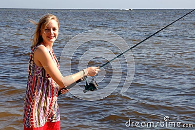 Young woman fishing