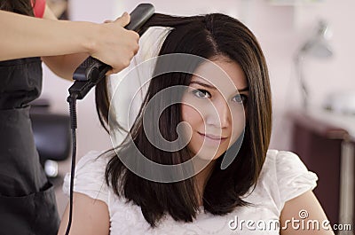 Young woman in a hair salon