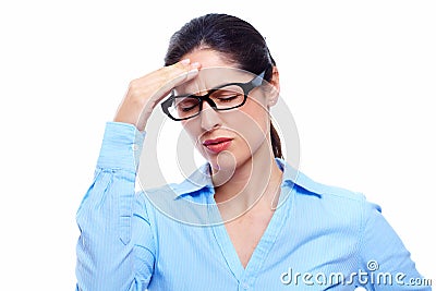 Young woman with headache.