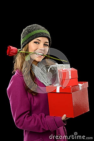 Young Woman Holding Gifts