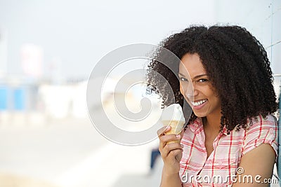 Young woman with ice cream on nose