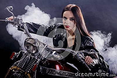 Young woman on the motorcycle