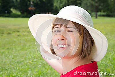 Young woman in panama hat