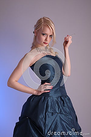 Young woman with prom dress