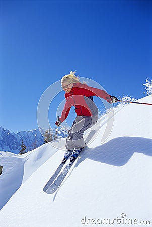 Young woman skiing