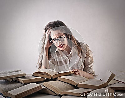 Young woman studying hard