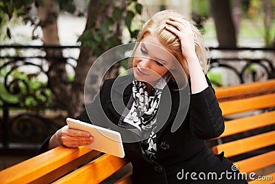 Young woman using a digital tablet computer