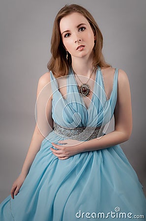 Young Woman in Vintage Gown