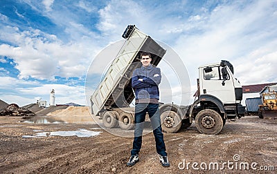 Young worker and big truck